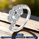12 Stone 1.56cttw Sparkling Moissanite Twist Shank Silver Moissanite Engagement Rings