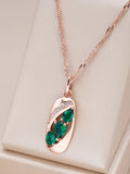 14K Gold Filled Unusual Green AAA Zircon Crystal Vintage Fine Pendant Necklace For Women