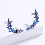Creative Small Fish Shape Handmade Enamel Zircon Diamonds Stud Earrings
