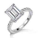 Emerald/Radiant Cut Real Full Moissanite 8*10mm D Color Diamond 925 Sterling Silver Ring for Women Wedding Band