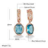 14K Gold Filled High Quality Square Blue AAA Zircon Crystals Drop Earrings