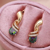 14K Rolled Gold Inlay Gradient AAA Zircon Diamonds New Trendy Geometric Clip Earrings