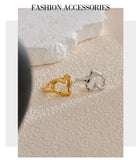 18K Gold Plated Minimalist Stainless Steel Heart Love Hollow Charm Ring