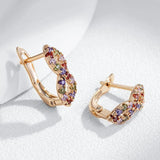 Full Shiny Colourful 14K Filled Rose Gold AAA Zircon Crystals Huggie Earrings, Fashion Party Girls Daily Jewellery