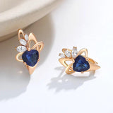 New Delightful 14K Filled Rose Gold Dark Blue AAA Zircon Crystal Drop Earrings For Women - Trendy Jewellery