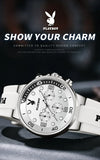 PLAYBOY Top Brand  New Original Fashion High Quality Silicone Strap Multifunction Quartz Watch for Men