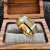 Carbon Fiber Inlay 4/6/8mm Gold Tungsten Engagement Wedding Rings for Men Women