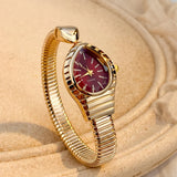 Waterdrop Case Single-Coil Snake Bangle Luxury Art Deco Inspired Ladies Watch