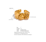 18K Gold Plated Stainless Steel Creative Metal Wide Texture Temperament Ring