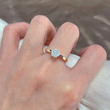 14K Gold Filled New Minimalist Matte White 6 Prongs AAA Zircon Crystal Glossy Ring