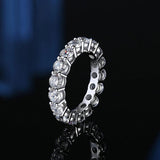 Popular Full Moissanite Eternity Engagement Wedding Rings for Women 925 Sterling Silver White Gold Plated Fine Rings