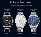 Luxury Fashion Men's Stainless Steel Quartz Watch Waterproof Multifunction Wristwatch with Stylish Design