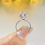Flower Design D Colour VSS1 1ct Moissanite Diamond Engagement Wedding Rings Silver Fine GRA Certified Jewellery