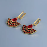 AAA Red Zircon Crystals Handmade Enamel Charm Delicate Beautiful Earrings