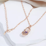 Amazing 14K Rolled Rose Gold Purple AAA Zircon Crystal Gourd Shape Pendant Necklace - Party Fine Jewellery