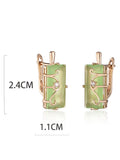 14 Karat Rolled Gold Fog Green Square AAA Zircon Crystal High Quality Drop Earrings