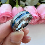 New Deer Antler Opal Stepped Special Brushed Finish Tungsten Ring for Men Women