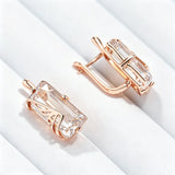 14 Karat Gold Filled Shiny White AAA Zircon Crystals Women's Long Drop Unique Earrings