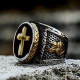 New Arrival 316L Stainless Steel Praying Hands Cross Mens Ring Gold Color Christian Jewellery - The Jewellery Supermarket