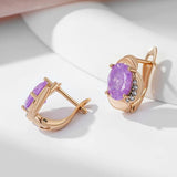 Quality Purple 14K Filled Rose Gold AAA Zircon Crystals Earrings For Women - Cute Party Fine Jewellery