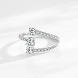 Three-Stone Spiral AAAA Lab Created DiamondS 925 Sterling Silver Geometric Ring