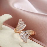 New Design 14K Rolled Rose Gold Micro Wax Inlay AAA Zircon Diamonds Open Ring - Modern Fashion Jewellery