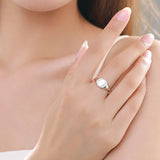 Round Signet Halo of  AAAA Lab Created Diamonds 925 Silver Personality Ring