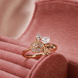 14K Gold Filled Water Drop AAA Zircon Diamonds Luxury New Crystal Flower Women Rings