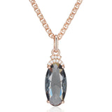 14K Rolled Gold Luxury Big AAA Zircon Brown Blue Greay Green Crystal Luxury Necklace