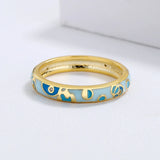 Classic Colorful Handmade Enamel Stackable 925 Silver Rings