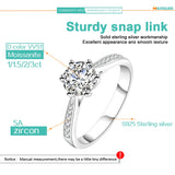Elegant D Colour VVS1 Moissanite Diamond Solitaire Rings for Women Silver Ring Wedding Engagement Fine Jewellery