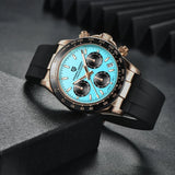 Famous Brand Sky Blue Dial Classics Sapphire Retro Chronograph Stainless Steel Waterproof Men Quartz Watches
