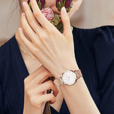 New Simple Elegant Rose Gold Tone Stainless Steel Women Bracelet Watch - Quartz Movement Steel Mesh Watches