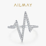 Heart Beat Design Silver Personality AAAA Lab Created Diamonds New Style Ring