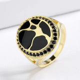 Sparkling Black Spinel Antique Look Hand Made Enamel 925 Silver Oriental Rings