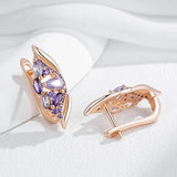 Luxury Trend 14K Filled Rose Gold Shiny Purple AAA Zircon Crystals Drop Earrings - Quality Fine Jewellery