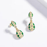 Classic 925 Silver Plated Drop Shaped Fashion Hand-crafted Enamel Earrings