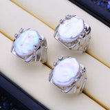 Elegant Natural Freshwater12-16mm Big Baroque Pearl Silver Gold Colour Ring