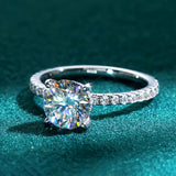 Dazzling VVS1 D Colour 2.00CT Round Moissanite Diamond  14KGP Silver Engagement Ring