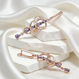 14 Karat Rolled Gold Shiny Purple AAA Zircon Crystals Drop Amazing Earrings For Women