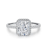 Awesome 1ct 2ct Emerald Radiant Cut VVS1 D Colour Moissanite Diamond Silver Ring