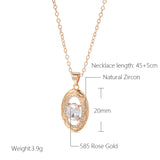 Sensational Rolled 14K Rose Gold Oval AAA Zircon Setting Necklace For Woman - Ethnic Style Jewellery