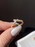 Terrific Round VVS1 D Colour Moissanite Diamond V-shaped Ring Fine Jewelry