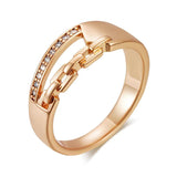 Unique 14K Filled Rose Gold Cross Big Rings with Fashion Sparkling AAA Zircon Diamonds Modern Party Daily Jewellery