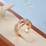 Stunning Hollow Vintage Pattern Filled 14K Rose Gold AAA White Zircon Dimaonds Rings, Smooth Geometric Jewellery