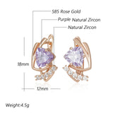 14 Karat Gold Filled Sparkling Purple AAA Zircon Diamonds English Vintage Fashion Earrings