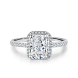 Awesome 1ct 2ct Emerald Radiant Cut VVS1 D Colour Moissanite Diamond Silver Ring