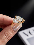 Luxury VVS1 D Colour Moissanite Diamond Sparkling Pear Cut  Rings Fine Jewellery