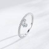 Delicate Dangling Round AAAA Lab Created Diamond 925 Silver Unique Design Ring