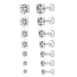 Sterling Silver Moissanite Diamonds Multi-Size Round Cartilage Tragus Stud Earrings